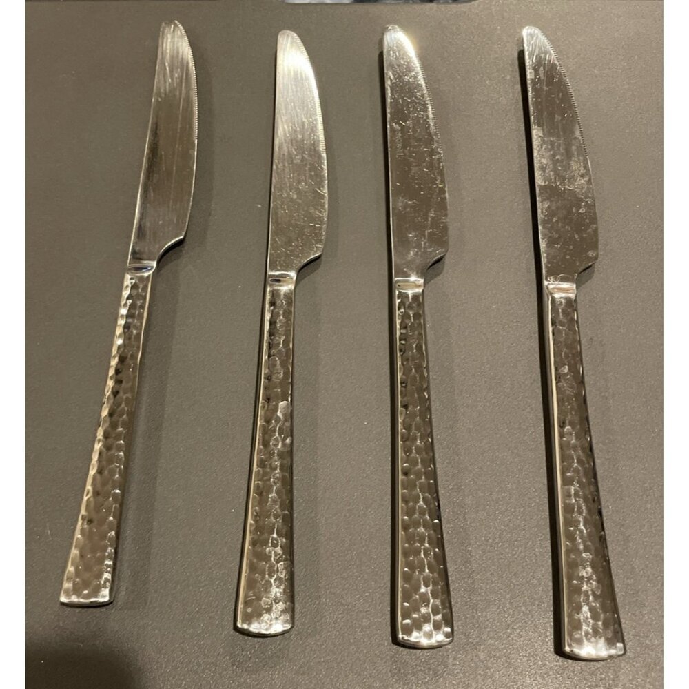 Tomodachi Hampton 18/10 Ella‎ Stainless Steel Hammered Set Of 4 Dinner Knifes